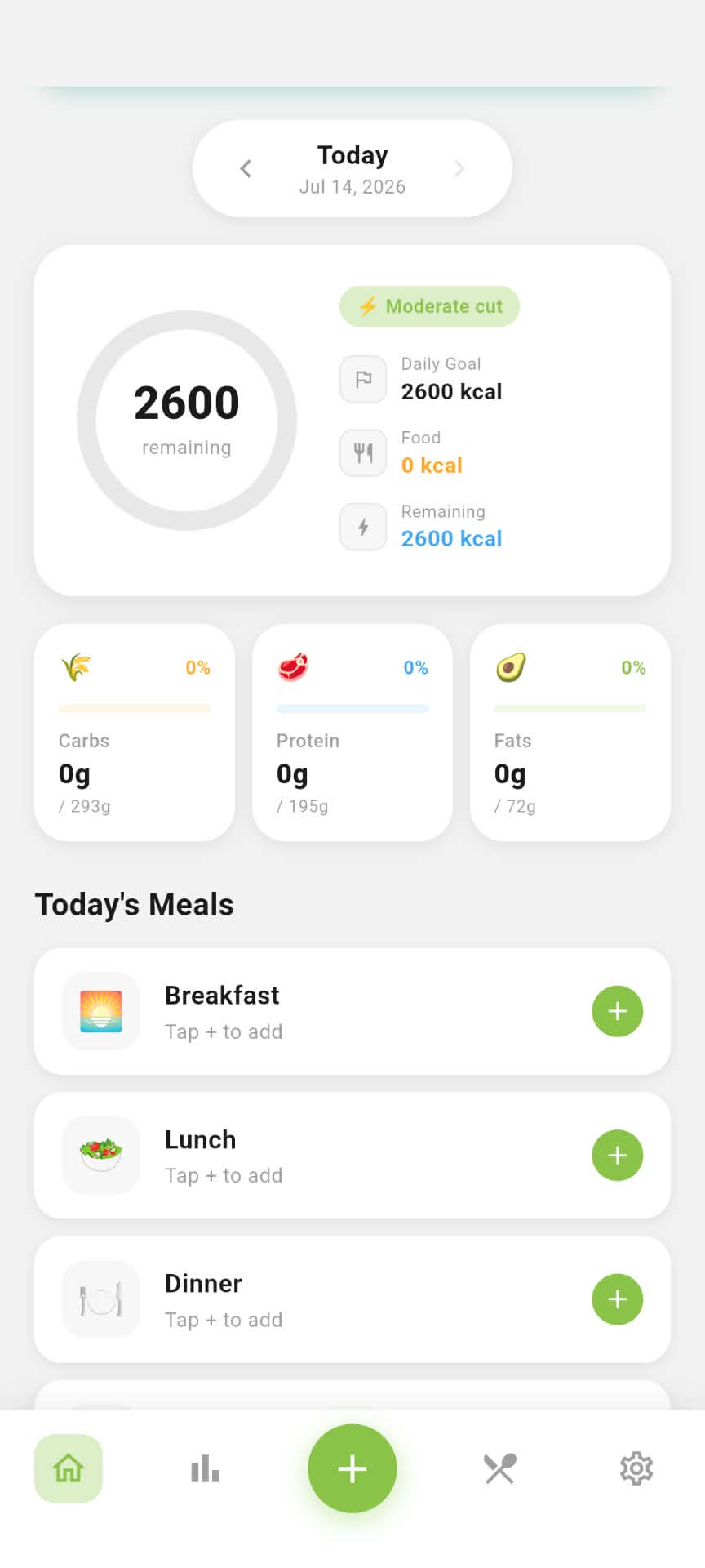 FitTN dashboard showing daily calorie and macro progress